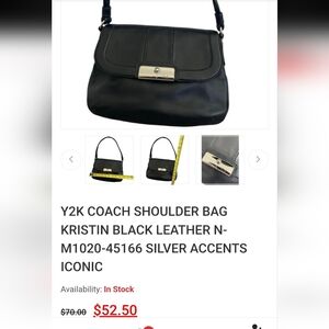 Coach Black Leather Shoulder Bag with Silver Accents